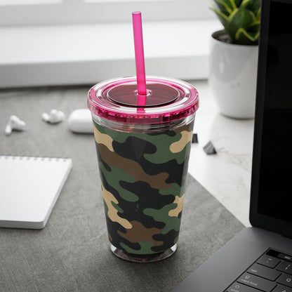 Stylish Camo Tumbler, 16oz Cup with Straw, Perfect for Outdoor Adventures, Gifts for Him, Travel Mug, Eco-friendly Drinkware, Camping
