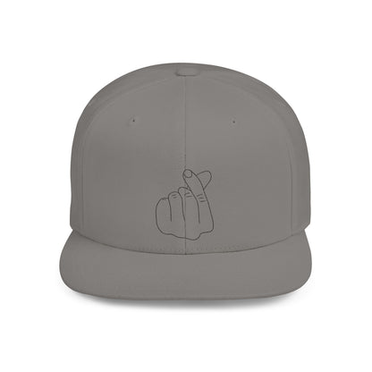 Minimalist Hand Gesture Flat Bill Snapback Hat - TRV