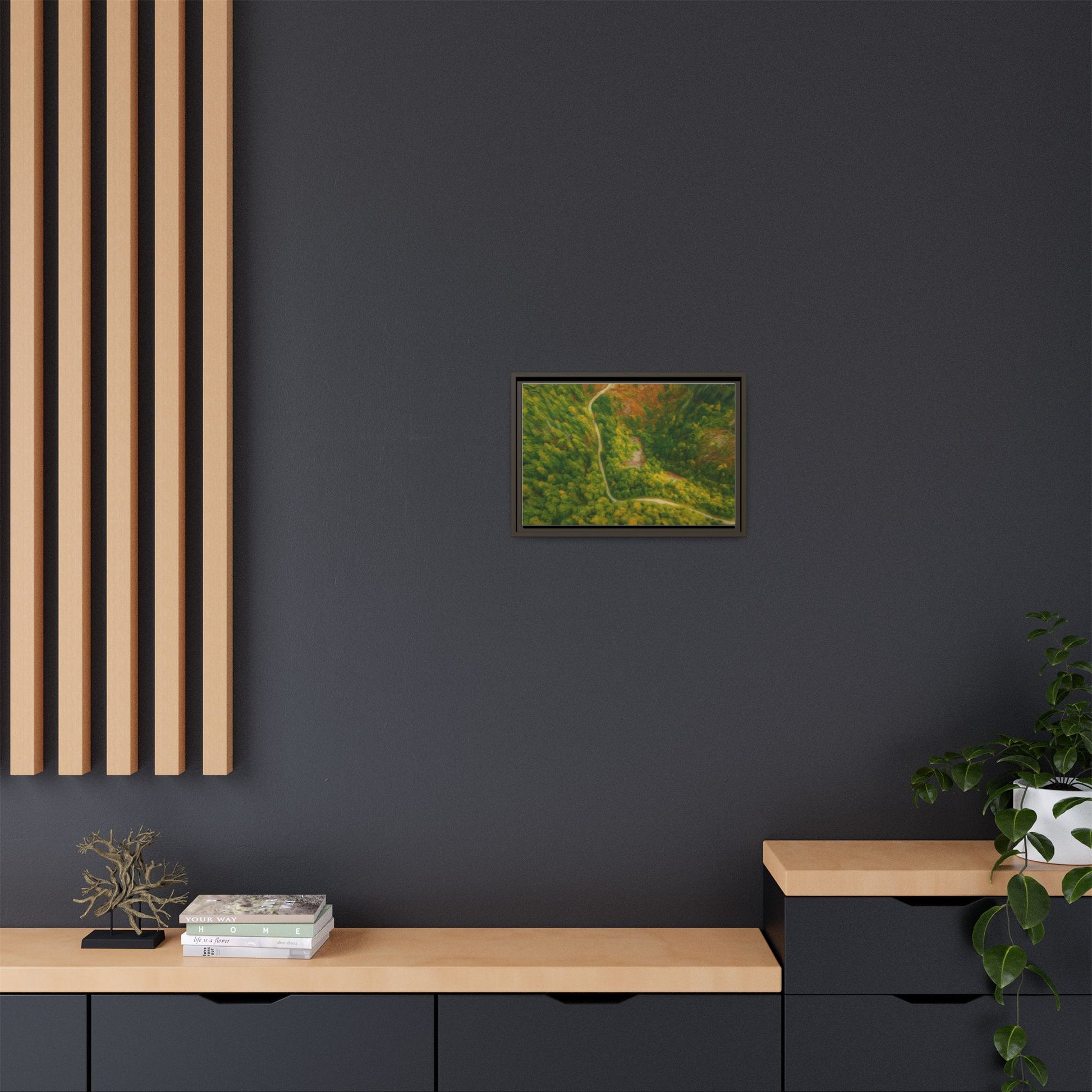 Framed Nature Canvas Art Print, Vibrant Forest Wall Decor, Abstract Landscape Artwork, Home Decoration, Gift for Nature Lovers - TRV
