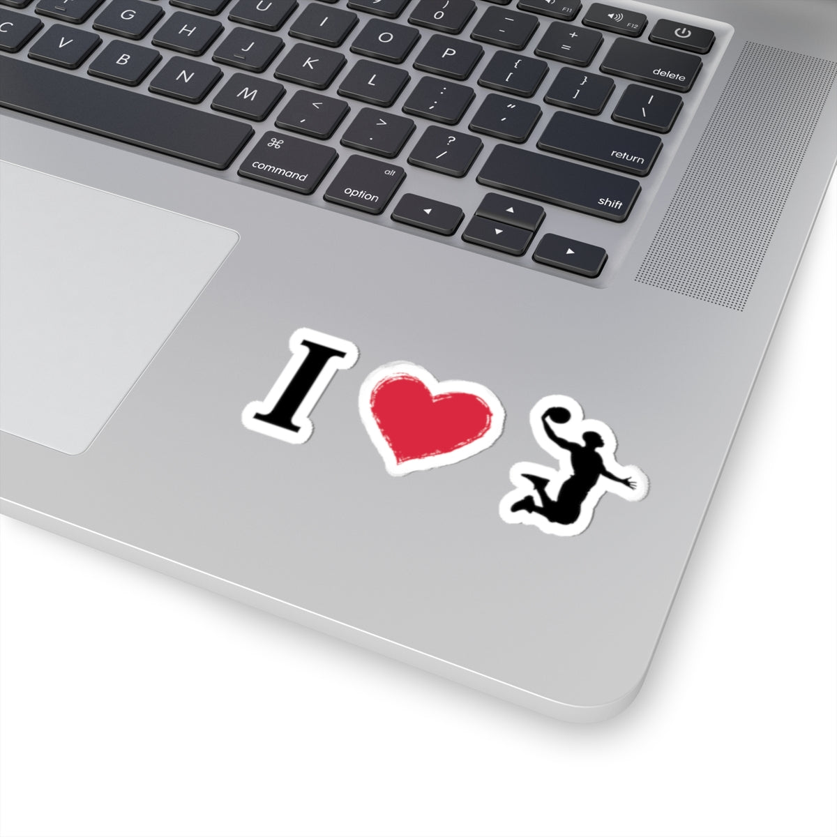 I Heart Basketball Sticker — Kiss-Cut Sports Decal for Laptops & Water Bottles