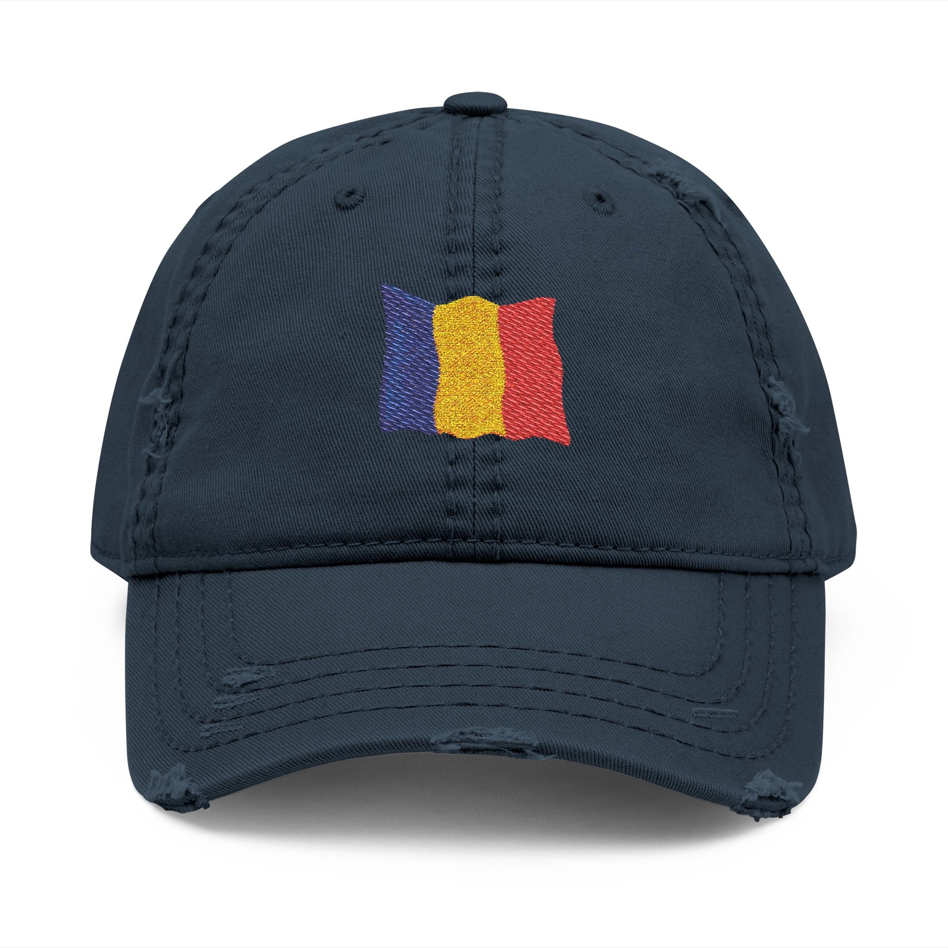 Embroidered Distressed Romanian Flag Dad Hat | Casual Cap for Everyday Style, Perfect Gift for Dad, Summer Outings, Festivals, Family Events - TRV