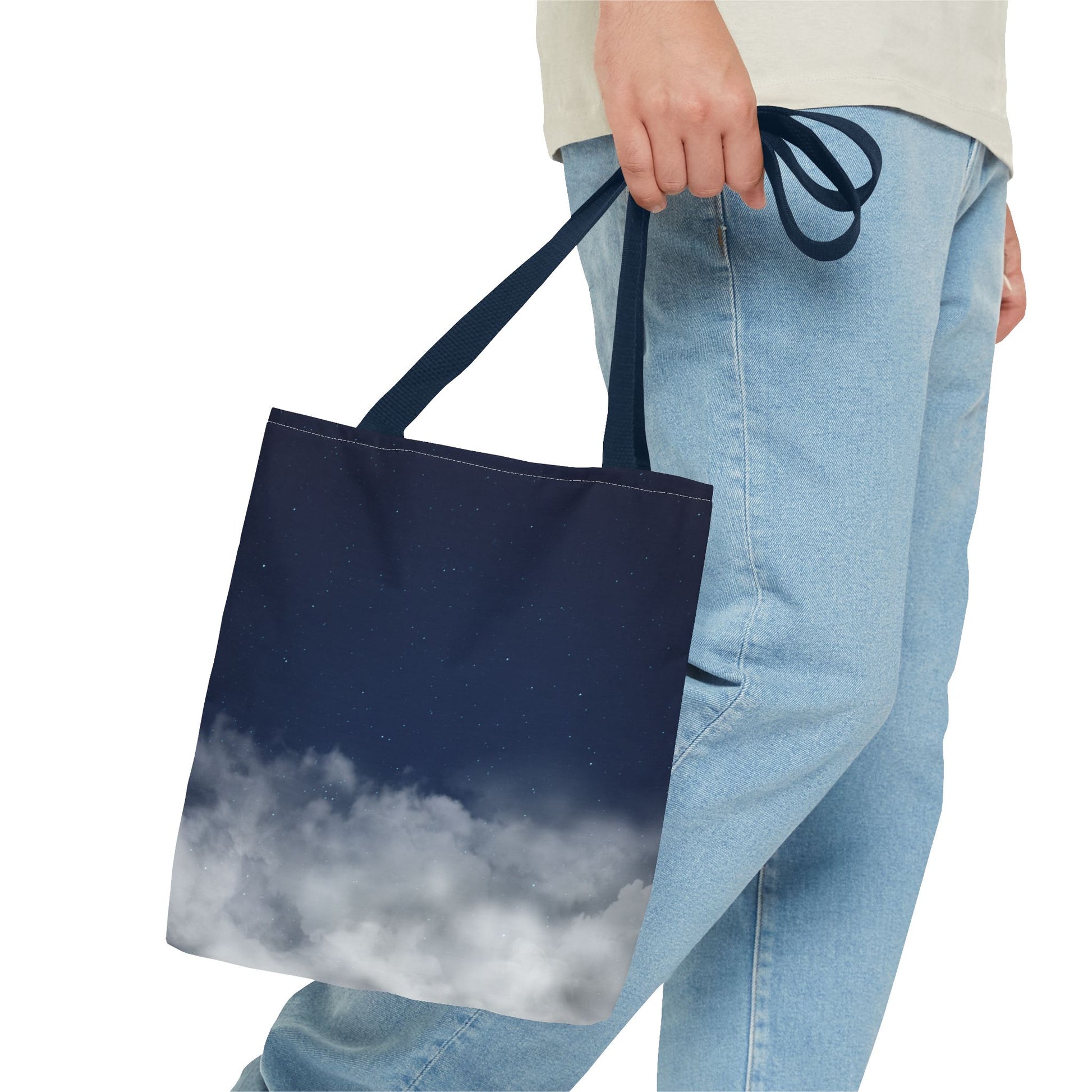 Night Sky Clouds Tote Bag | Starry Navy Ombre - TRV