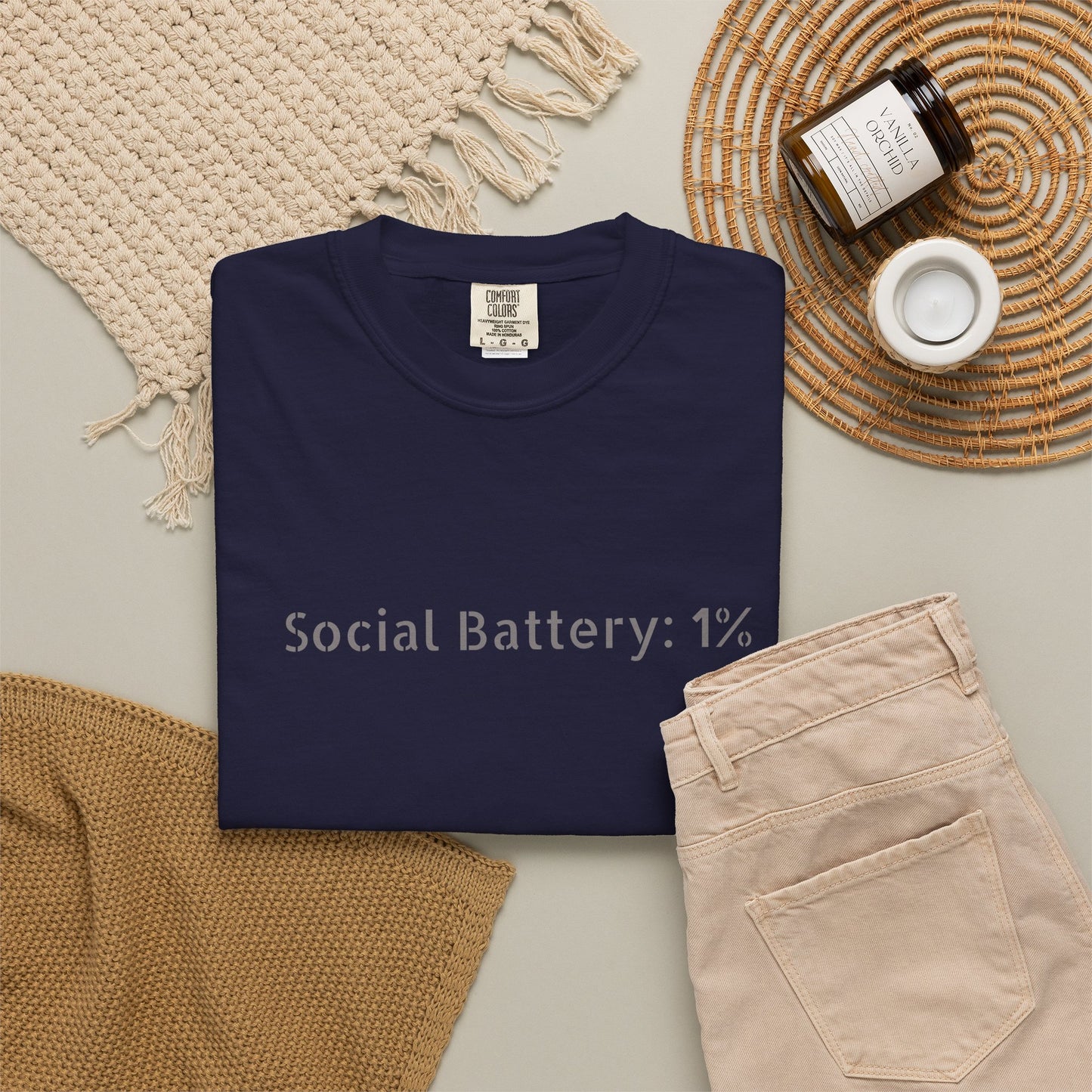 Social Battery 1% T-shirt | Introvert Funny Text Tee
