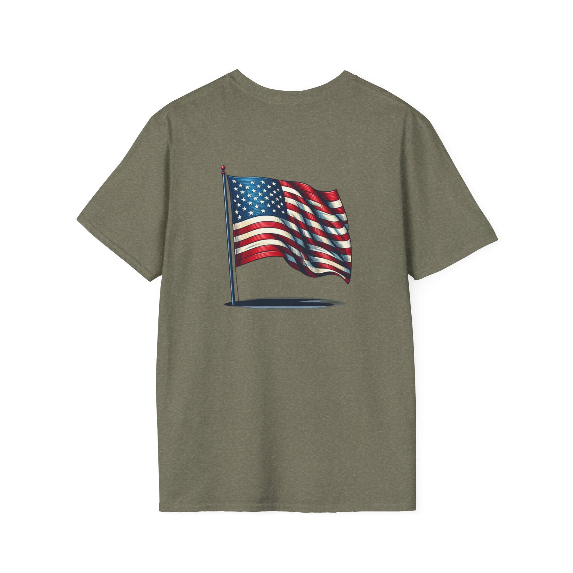 Patriotic Unisex Softstyle T-Shirt, American Flag Tee, USA Pride Shirt, Perfect for Independence Day, Casual Wear - TRV