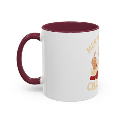 Irreverent Merry Christmas Mug — Funny Santa Middle Finger Coffee Cup (11oz & 15oz)