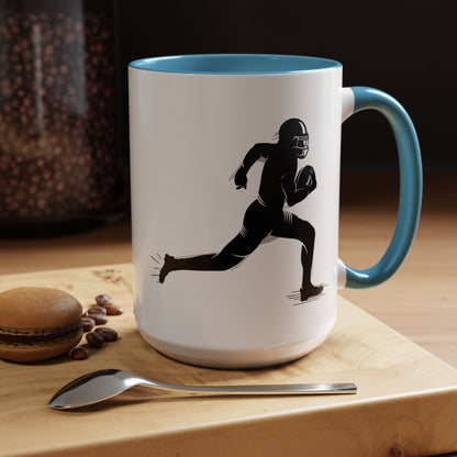 Football Player Themed Accent Coffee Mug, Sports Fan Gift, Unique Mug for Athletes, Coffee Lover, Game Day Essential - TRV