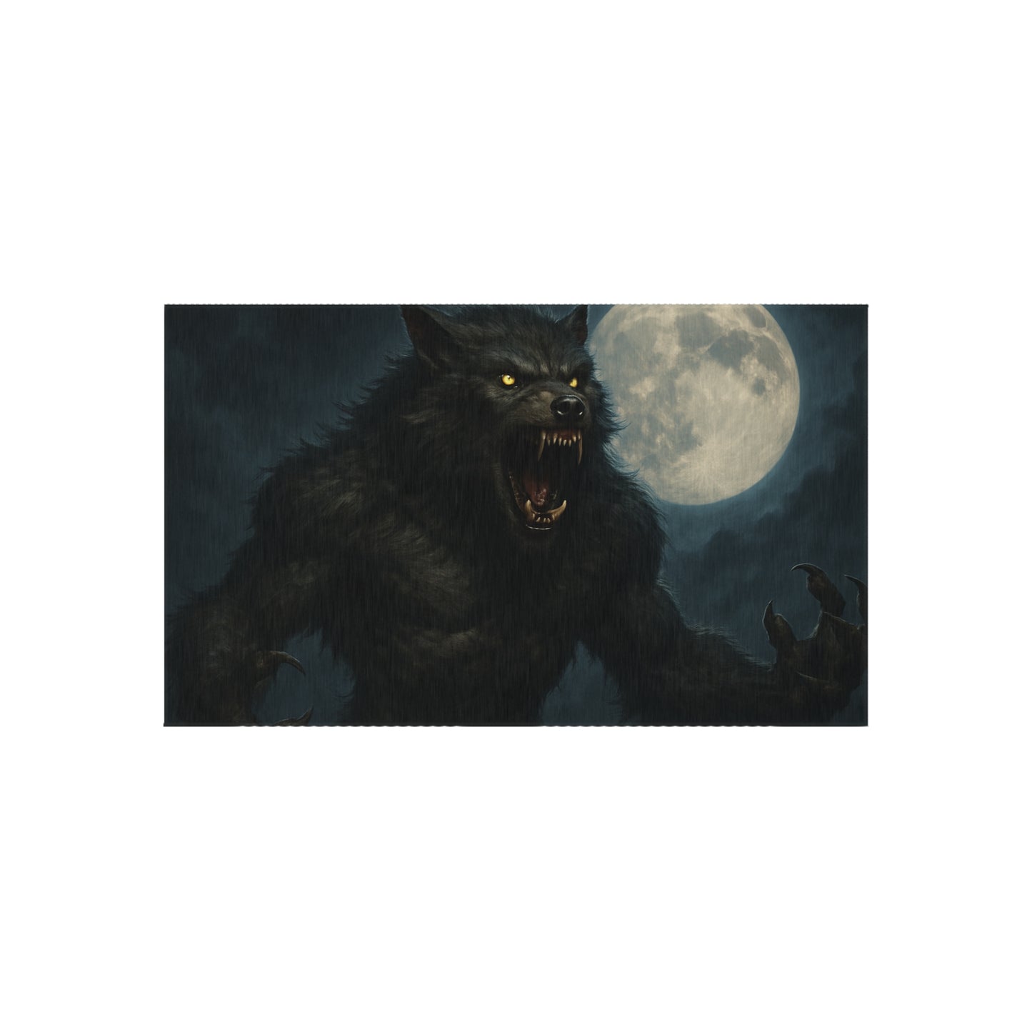 Werewolf Moon Outdoor Rug — Spooky Full Moon Werewolf Patio Mat