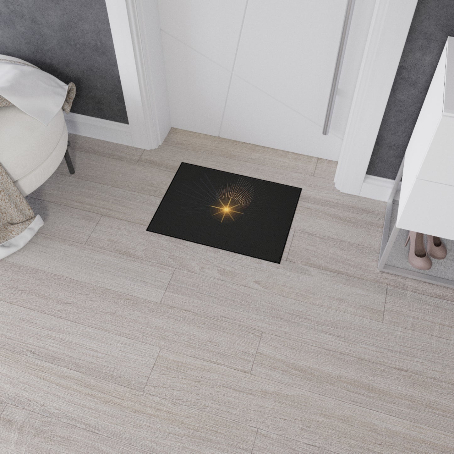 Radiant Star Burst Floor Mat | Black Entrance Rug - TRV