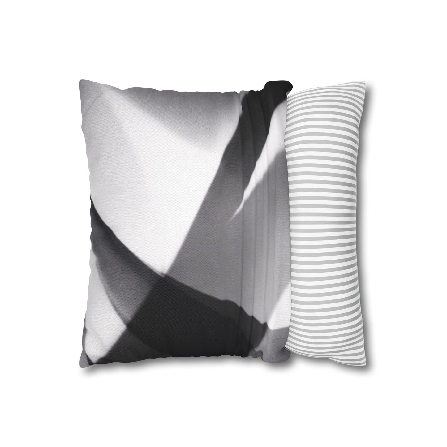 Abstract black and white square pillowcase featuring modern home decor design by Printify
