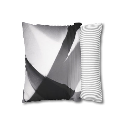 Abstract black and white square pillowcase featuring modern home decor design by Printify