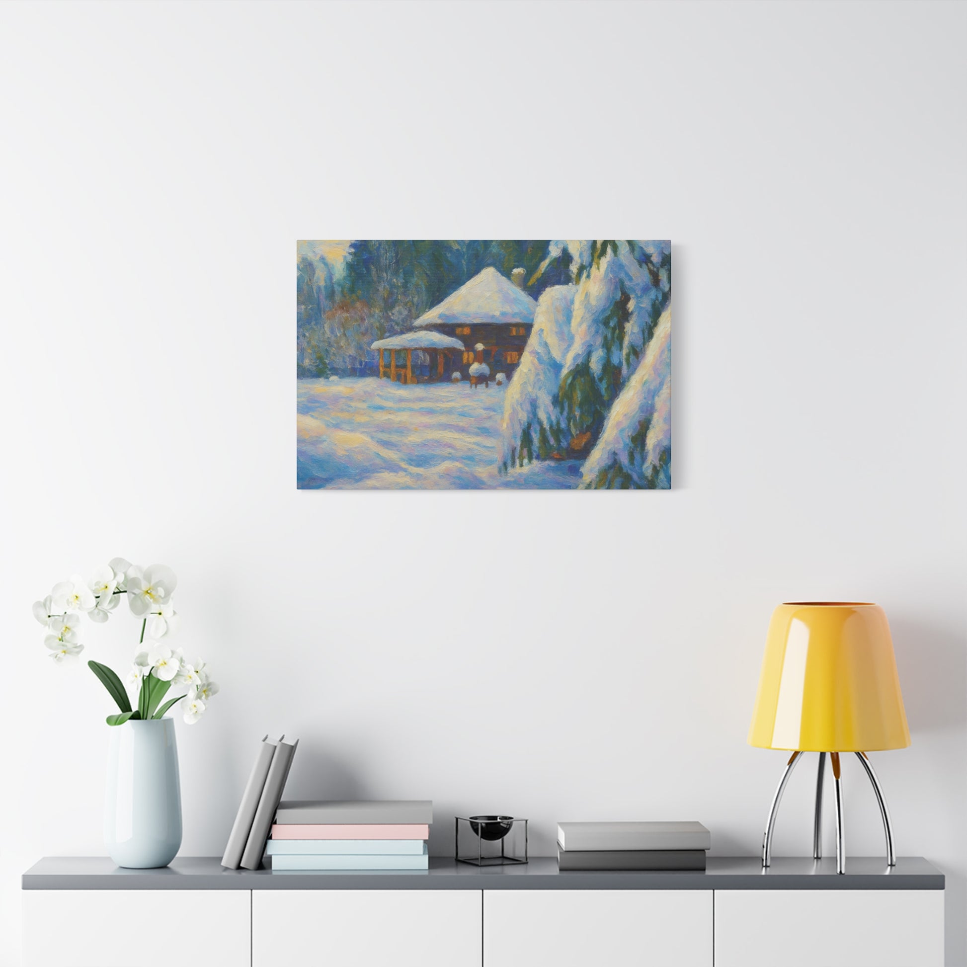 Winter Landscape Canvas Wall Art, Cozy Home Decor, Christmas Gift, Seasonal Artwork, Impressionist Style - TRV