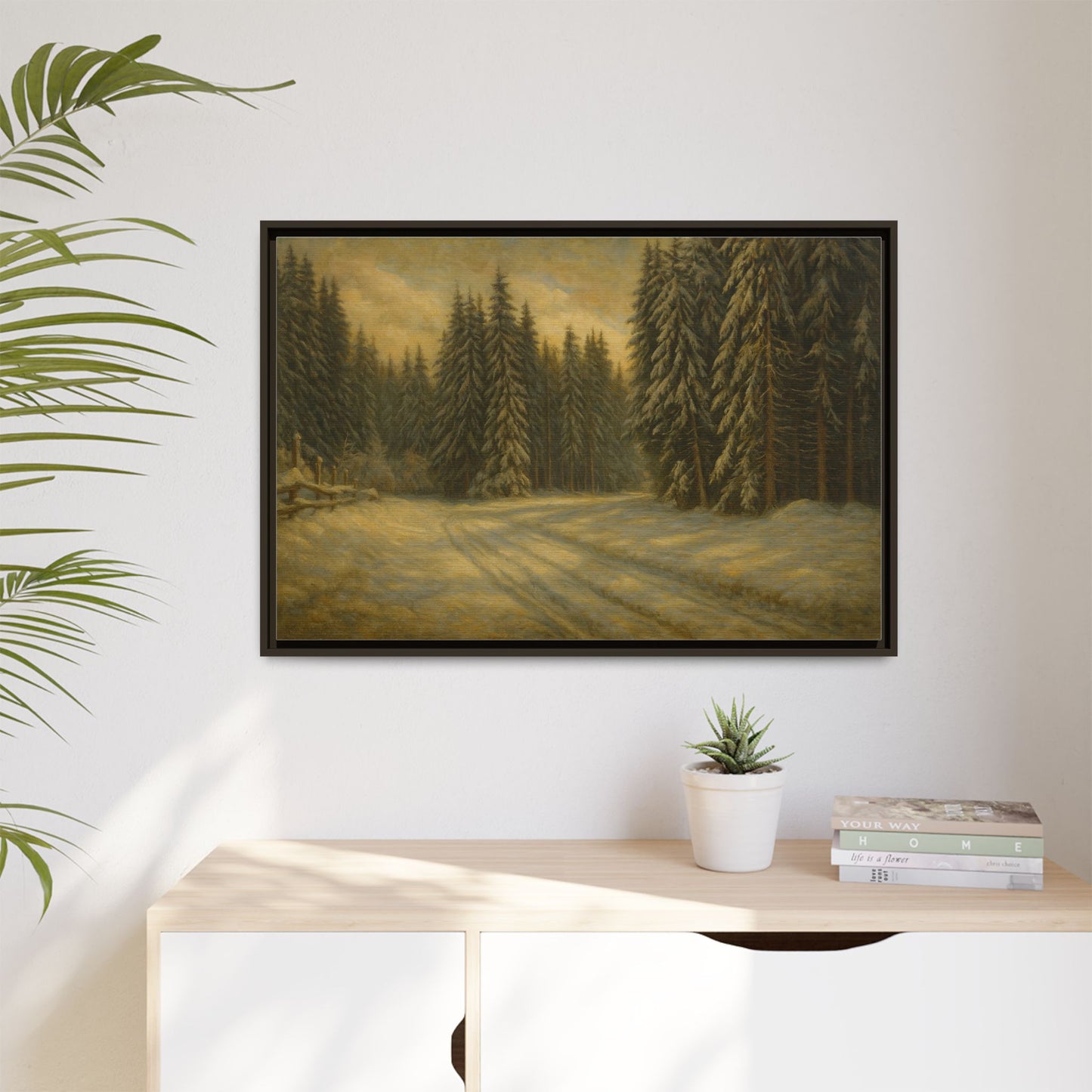 Framed Matte Canvas Wall Art - Serene Forest Landscape, Living Room Decor, Nature Print, Home Aesthetic, Gift for Nature Lovers, Wall [...] - TRV
