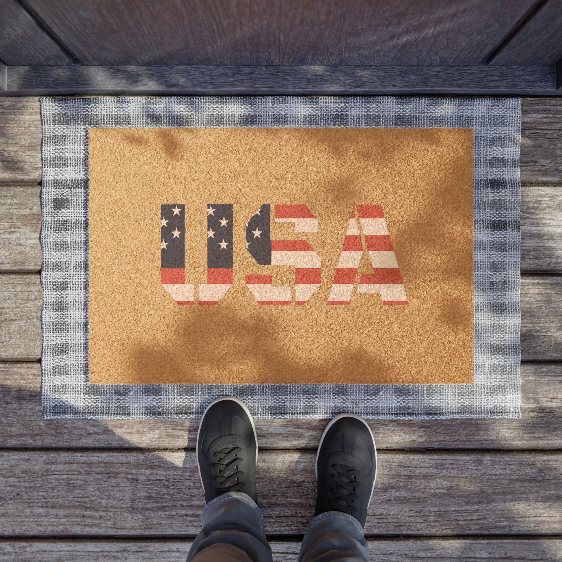USA Flag Doormat, Patriotic Entrance Rug, Welcome Mat for Home Decor, Americana Gifts, 4th of July Decoration - TRV