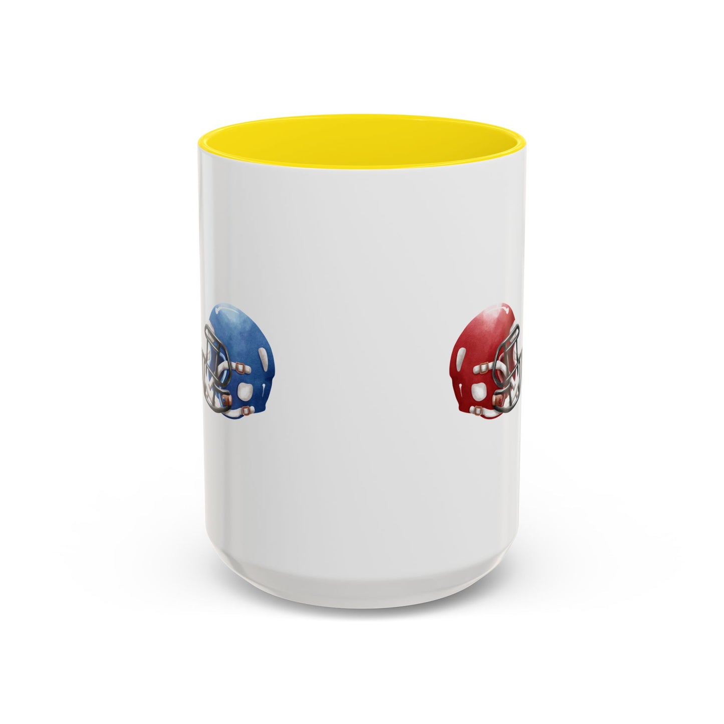 Football Helmet Coffee Mug — Red vs Blue Rivalry Accent Mug (11/15oz)