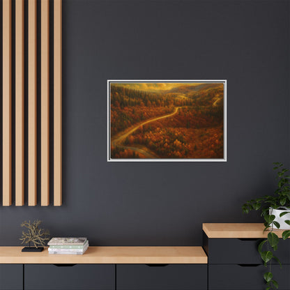 Autumn Landscape Framed Canvas Art, Cozy Home Decor, Warm Fall Vibes, Gift for Nature Lovers, Perfect for Thanksgiving - TRV