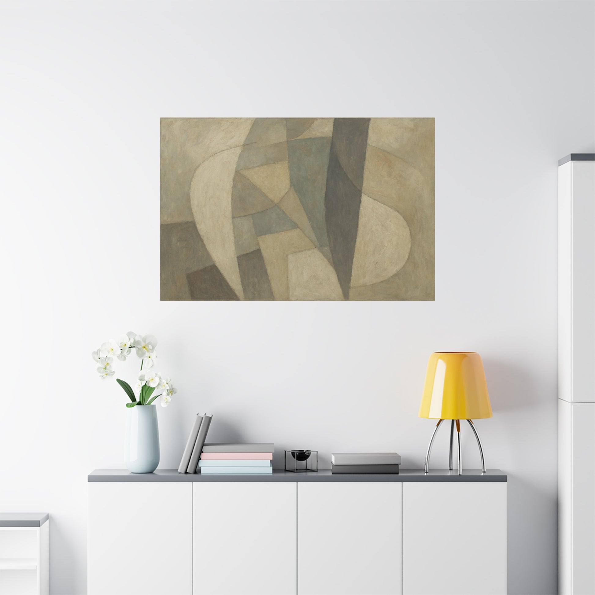 Abstract Neutral Geometric Shapes Matte Canvas - TRV