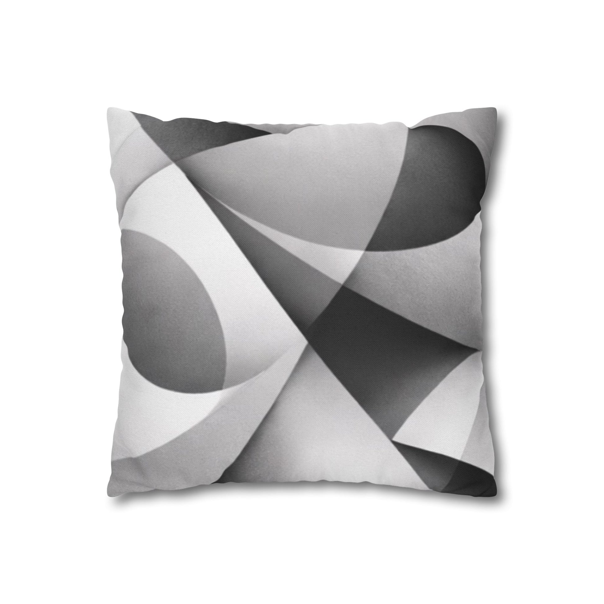 Abstract black and white wave design square pillowcase for home decor, featuring modern print by Printify.