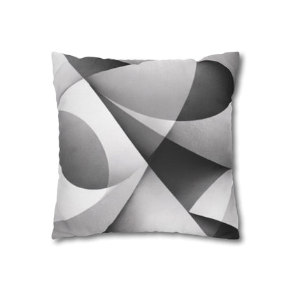 Abstract black and white wave design square pillowcase for home decor, featuring modern print by Printify.
