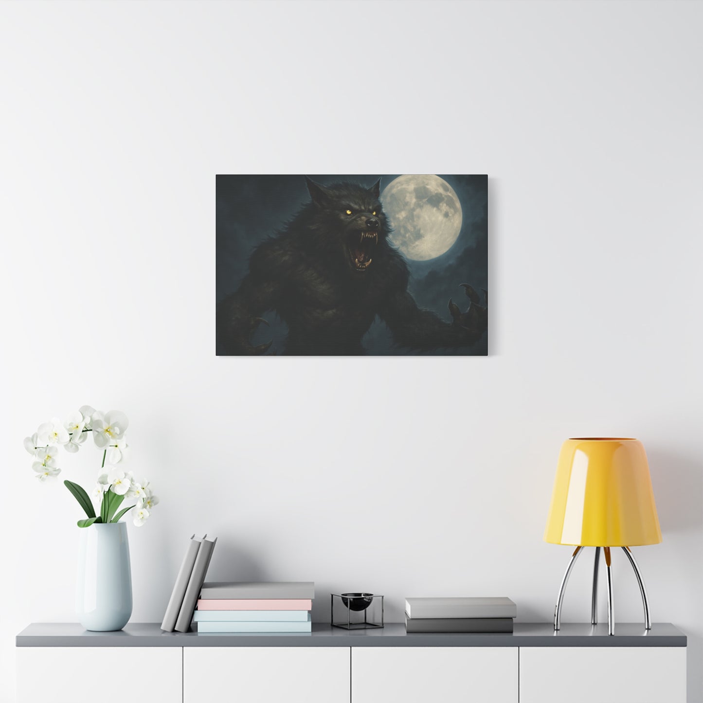 Werewolf Moon Canvas Art | Dark Fantasy Decor for Halloween, Gothic Home, Werewolf Lover Gift, Unique Wall Art, Spooky Decor - TRV