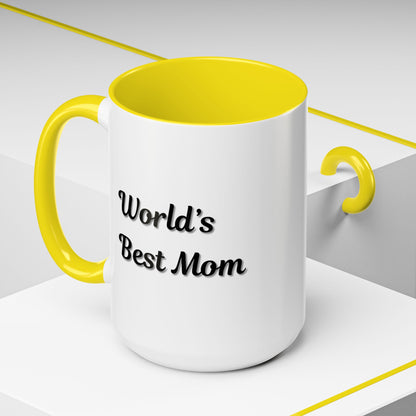 World's Best Mom Accent Coffee Mug - 11oz & 15oz - Perfect Gift for Mother's Day