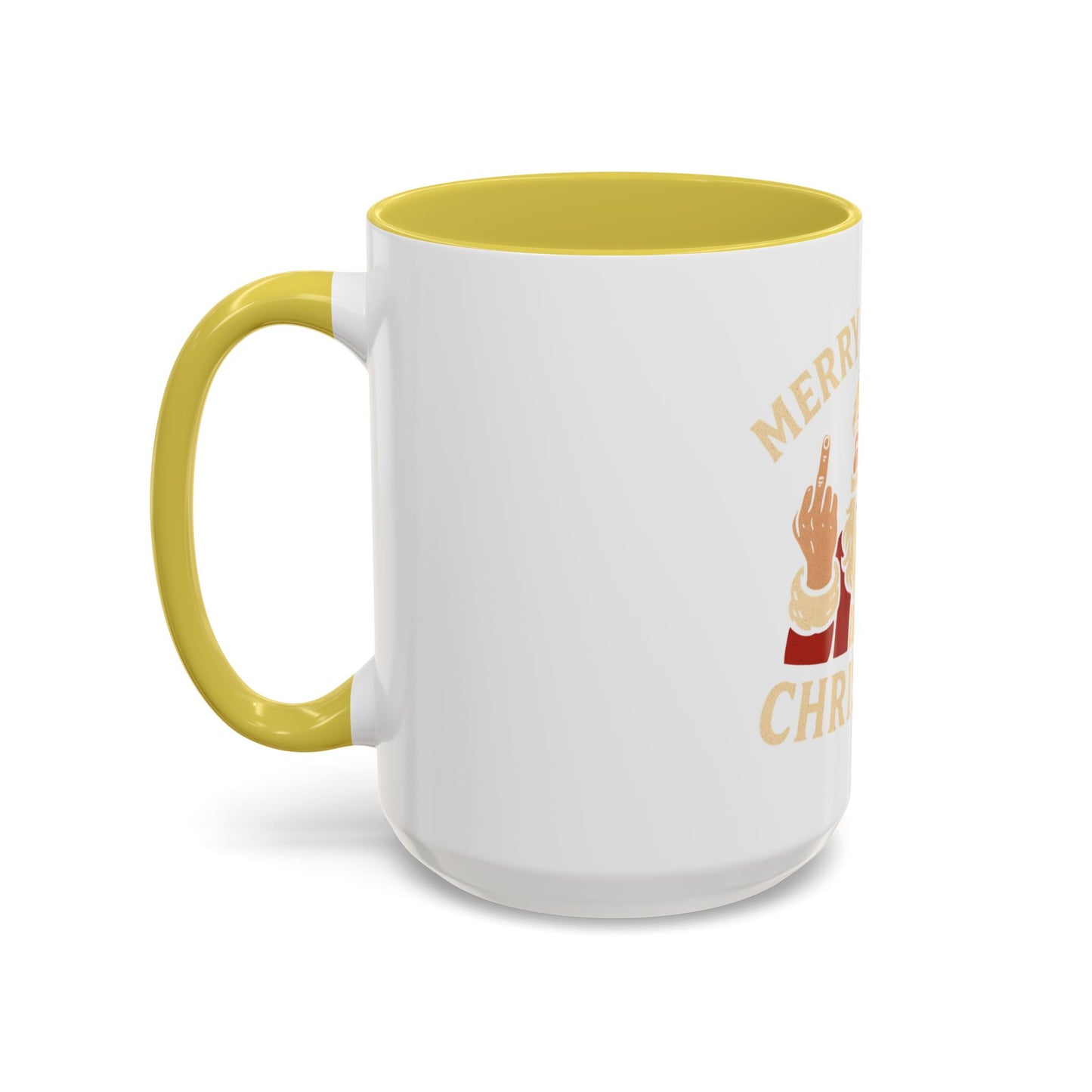 Irreverent Merry Christmas Mug — Funny Santa Middle Finger Coffee Cup (11oz & 15oz)