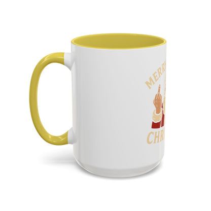 Irreverent Merry Christmas Mug — Funny Santa Middle Finger Coffee Cup (11oz & 15oz)
