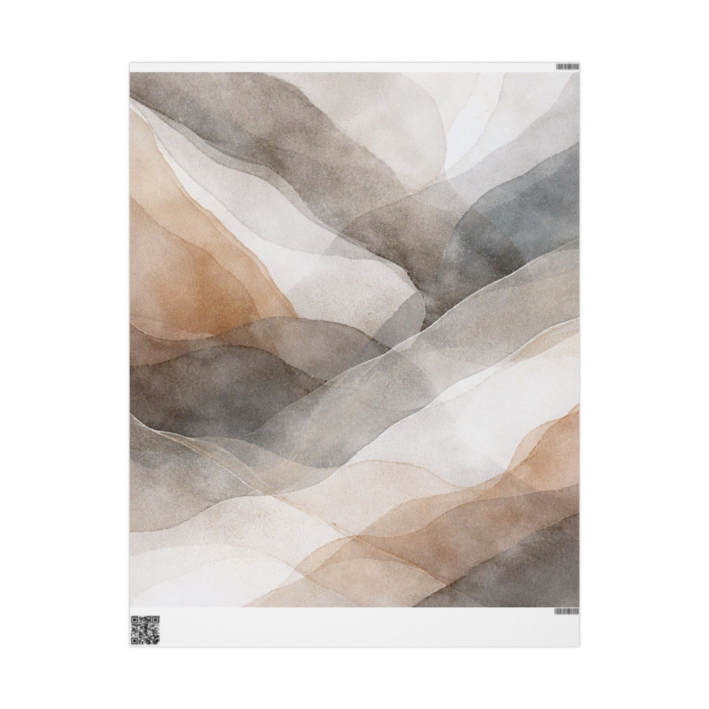 Geometric Neutral Watercolor Wrapping Paper Roll — Earth Tone Abstract Gift Wrap