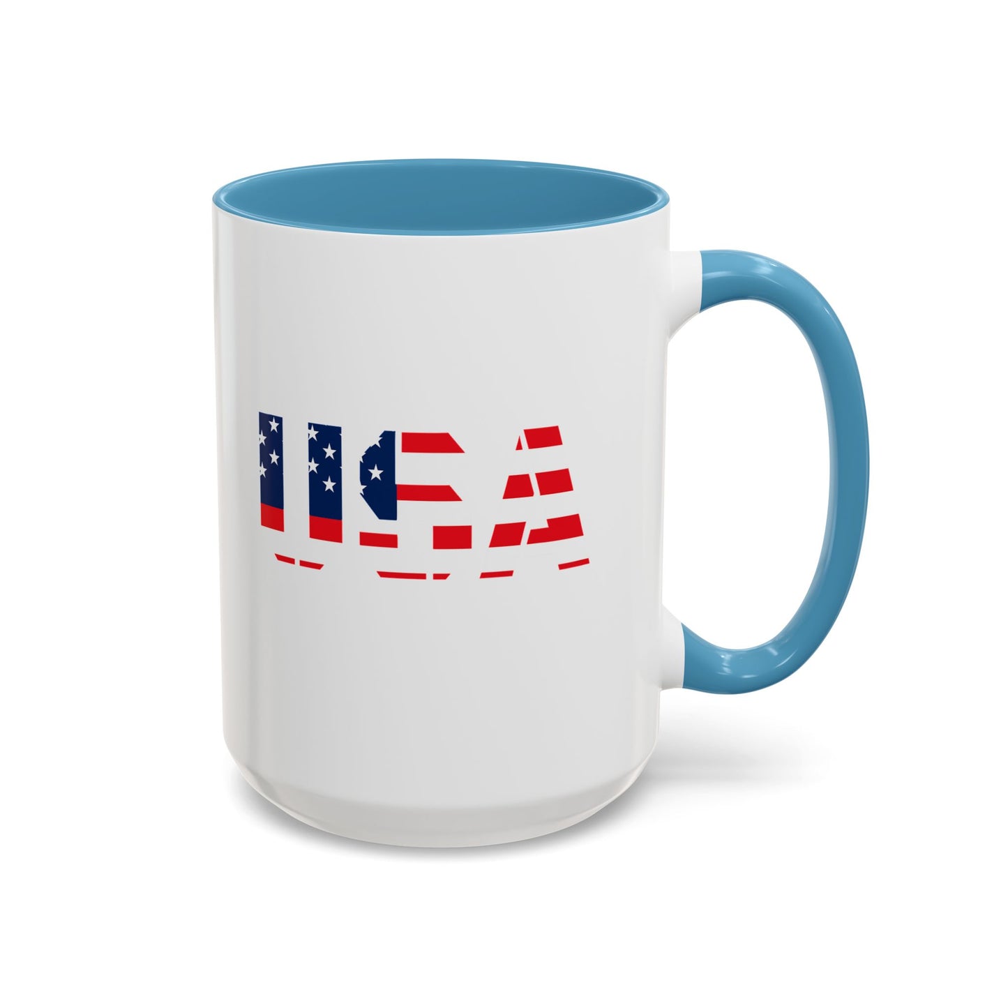 USA Flag Accent Coffee Mug — Patriotic 11/15oz Ceramic Coffee Cup