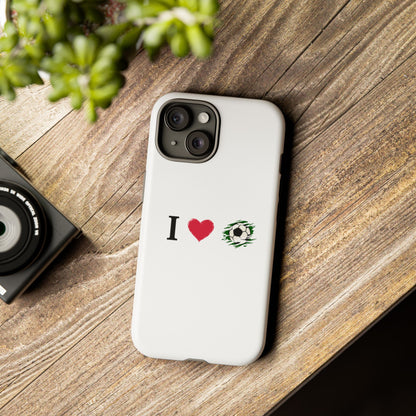 Soccer Phone Case, I Love Soccer, Tough Case Cover, Sporty Phone Accessories, Gift for Soccer Lovers, Unique Soccer Design - TRV