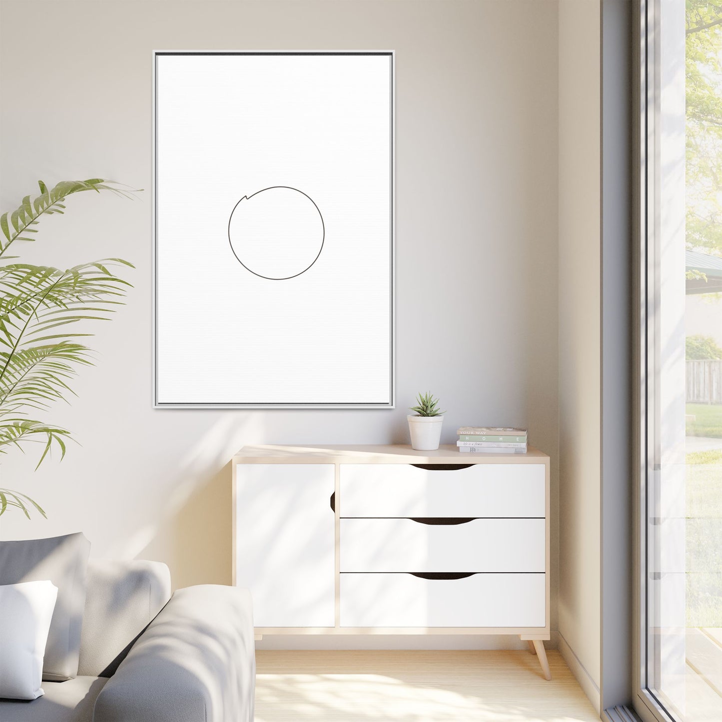 Minimal Circle Line Matte Canvas Framed | Modern Abstract Wall Art