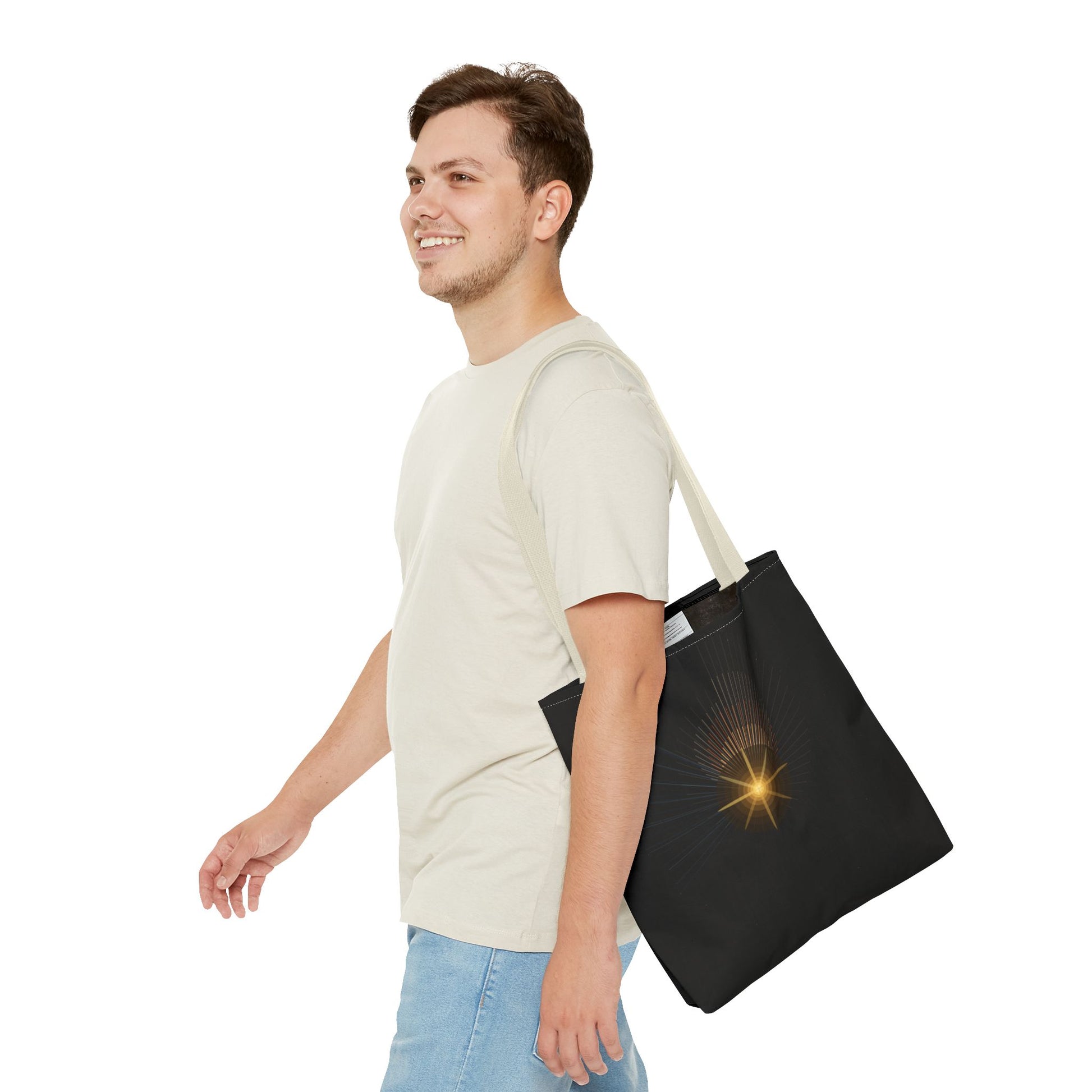 Radiant Starburst Tote Bag | Golden Light Celestial Design - TRV