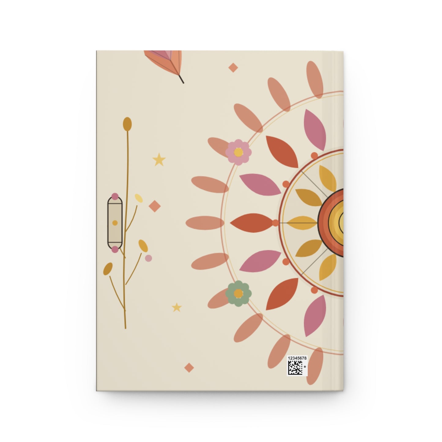 Boho Sunflower Mandala Hardcover Journal | Matte Notebook, Floral Stationery