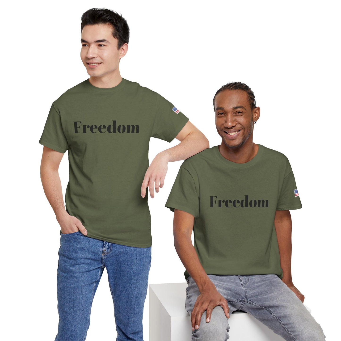 Freedom script tee | T-Shirt, American flag sleeve - TRV
