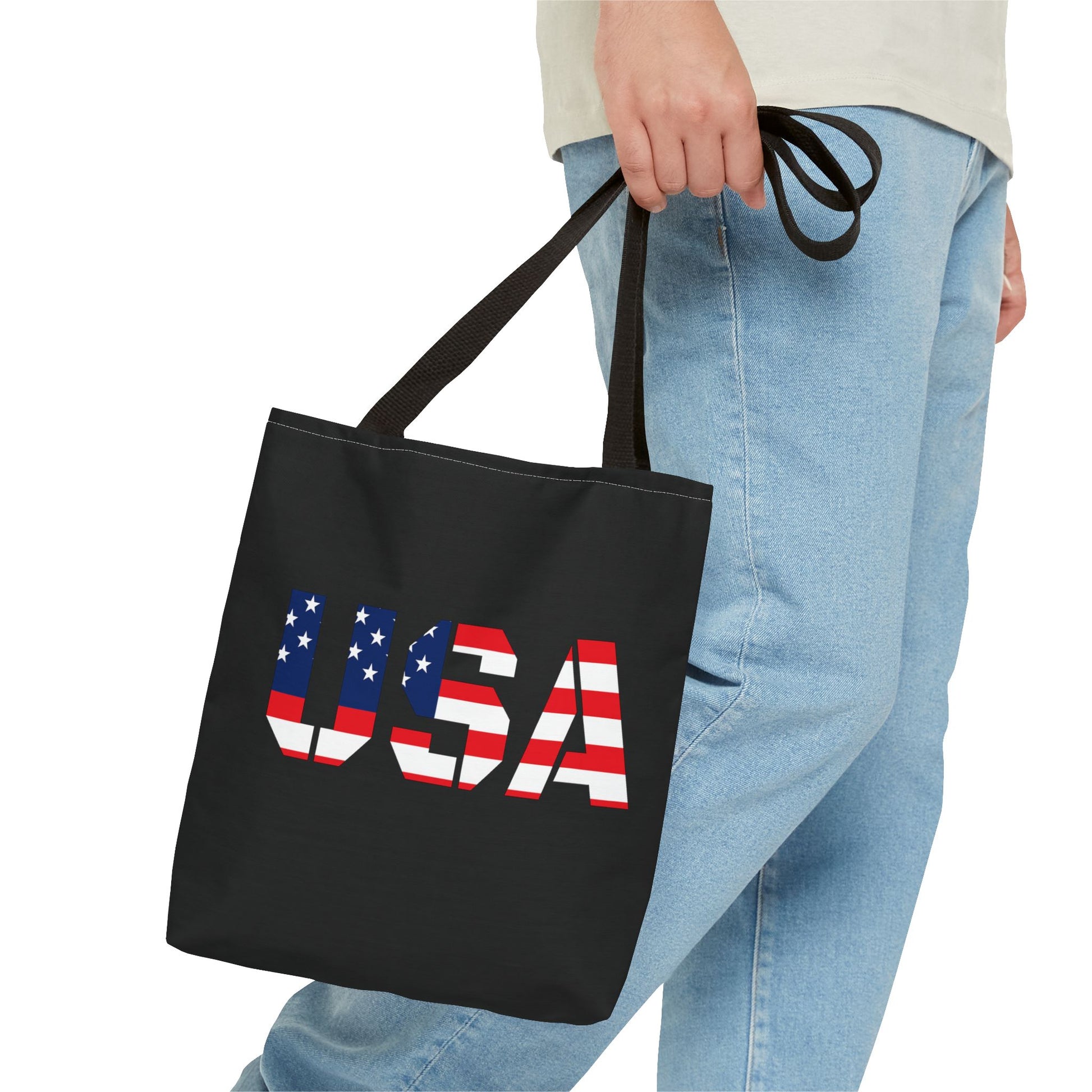 Patriotic USA Print Tote Bag, Reusable Shopping Bag, 4th of July Gift, Summer Carryall, American Flag Style - TRV