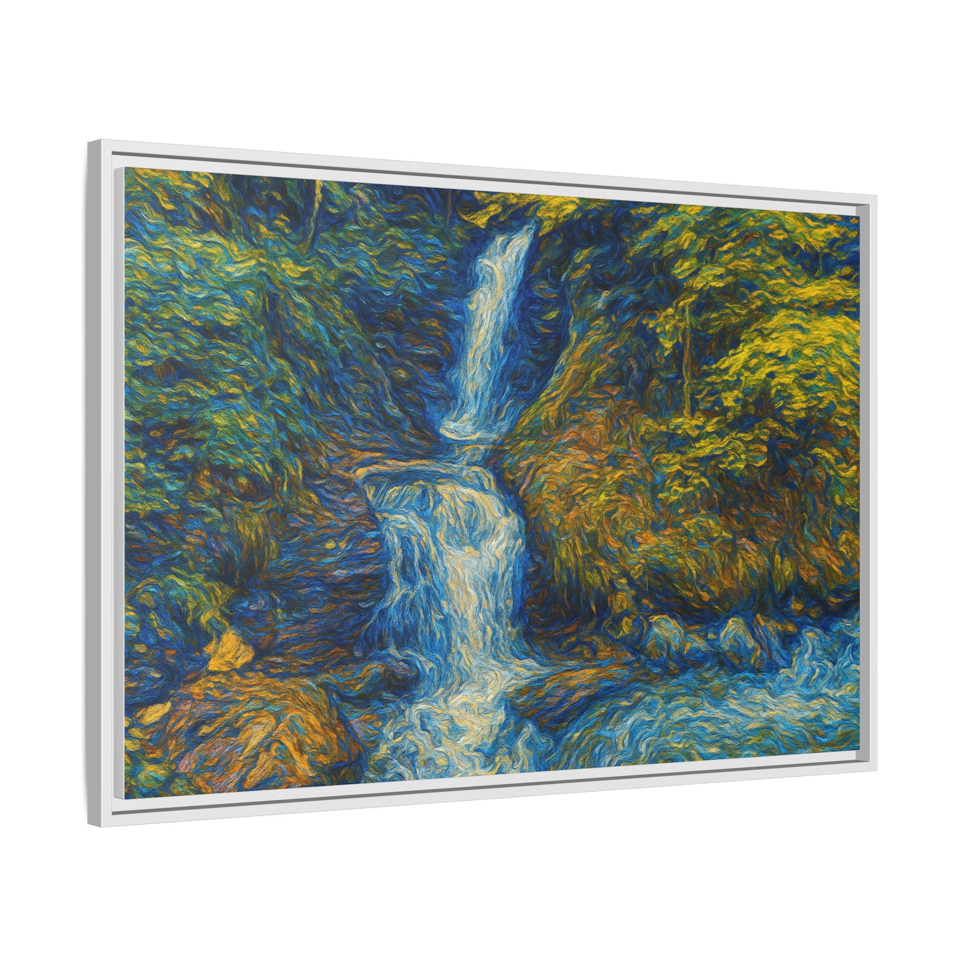 Framed Canvas Art, Majestic Van Gogh Style Waterfall Landscape Wall Decor, Nature Lover Gift, Home Office Artwork, Living Room Decoration - TRV
