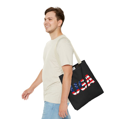 Patriotic USA Print Tote Bag, Reusable Shopping Bag, 4th of July Gift, Summer Carryall, American Flag Style - TRV