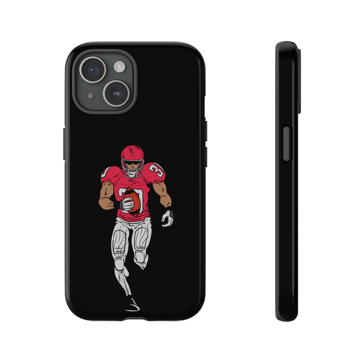 Football Player Tough Phone Case – Protective Black Sports iPhone Case
