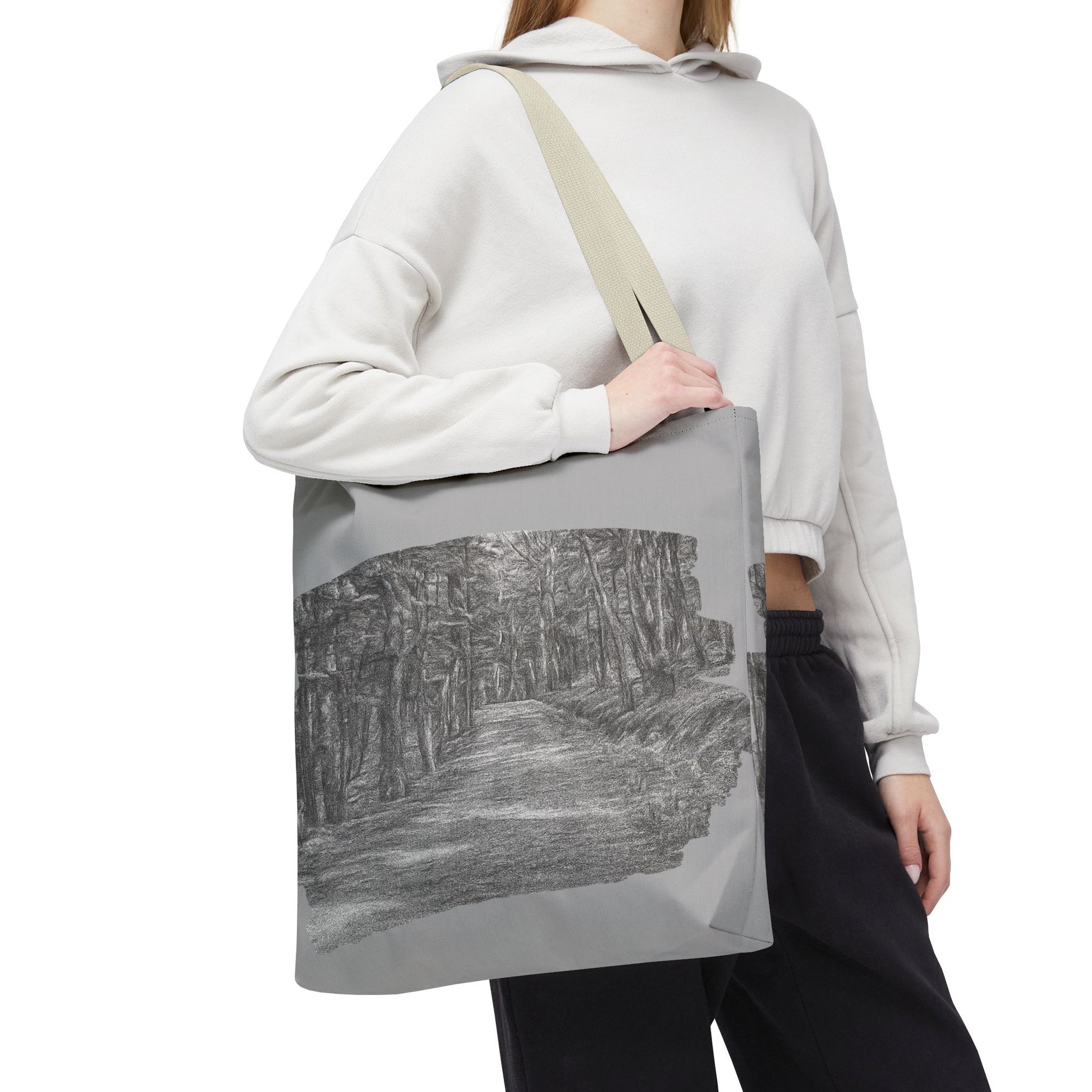 Scenic Path Tote Bag, Reversible Tote, Eco-Friendly Shopper, Outdoor Adventure Bag, Gift for Nature Lovers, Stylish Carryall - TRV