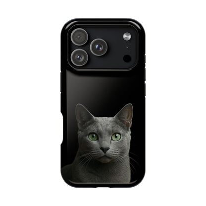 Russian Blue Cat Phone Case — Magnetic Impact-Resistant iPhone Cover