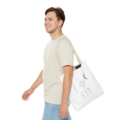 Minimal Moon and Sun Botanical Tote | Celestial Line Art Bag