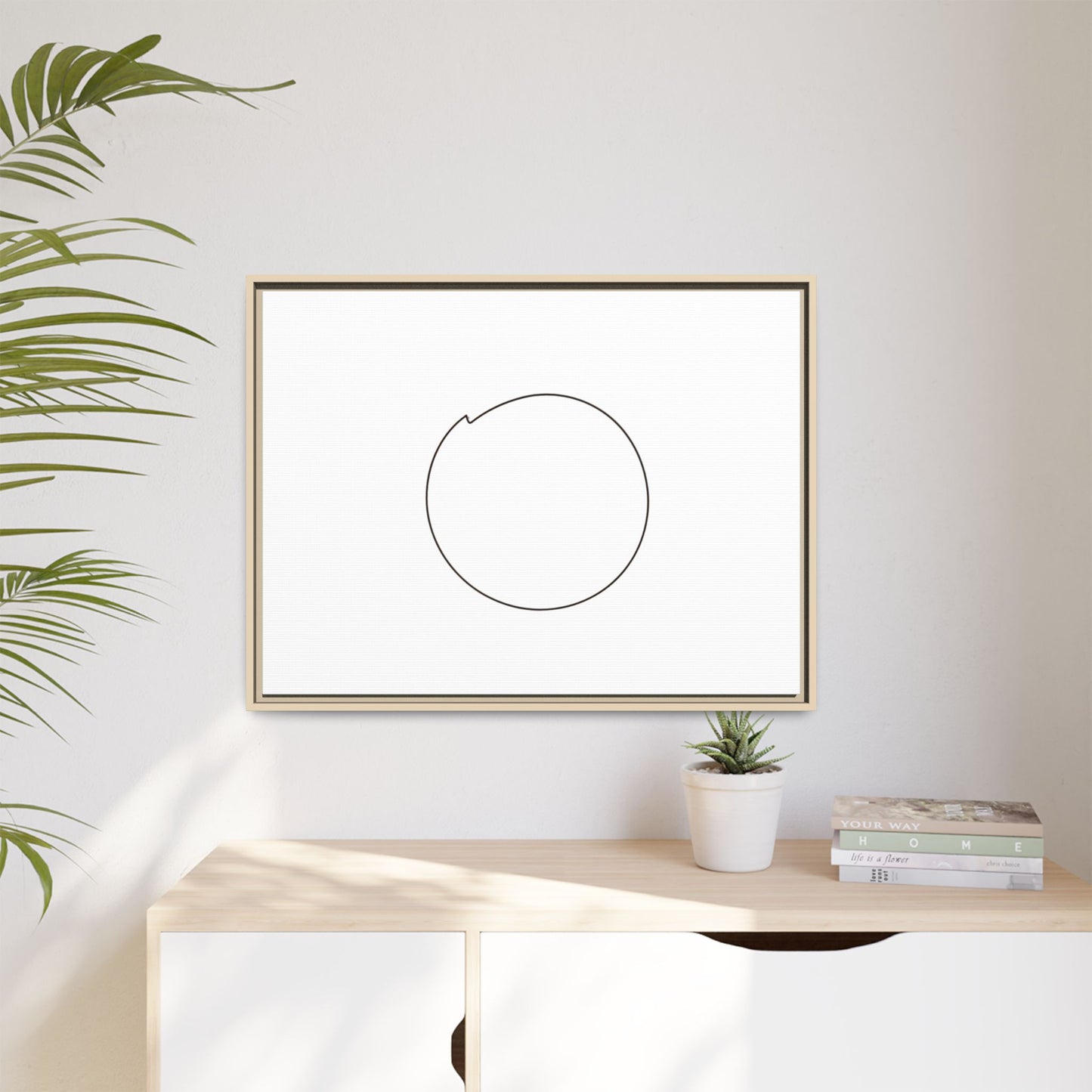 Minimal Circle Line Matte Canvas Framed | Modern Abstract Wall Art