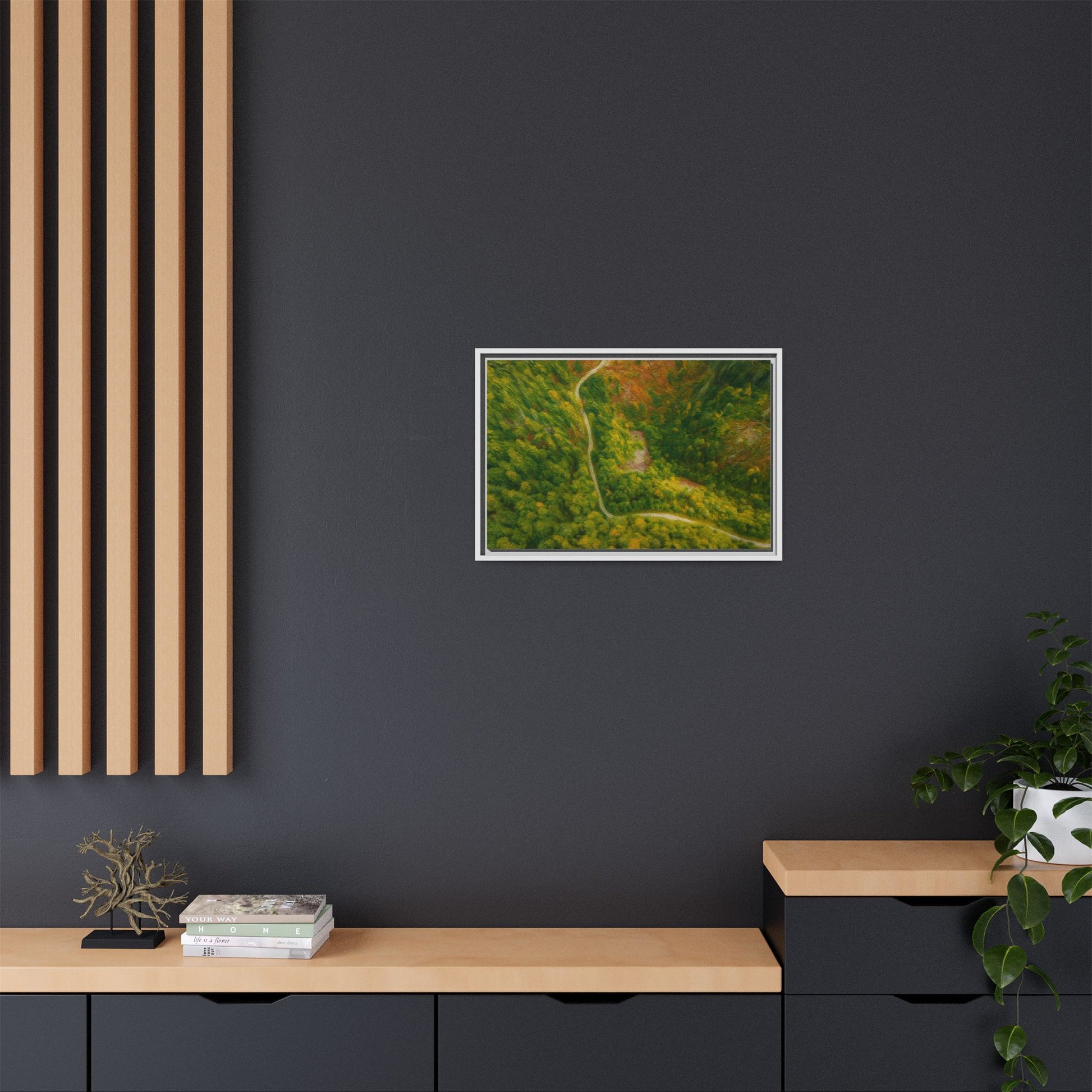 Framed Nature Canvas Art Print, Vibrant Forest Wall Decor, Abstract Landscape Artwork, Home Decoration, Gift for Nature Lovers - TRV