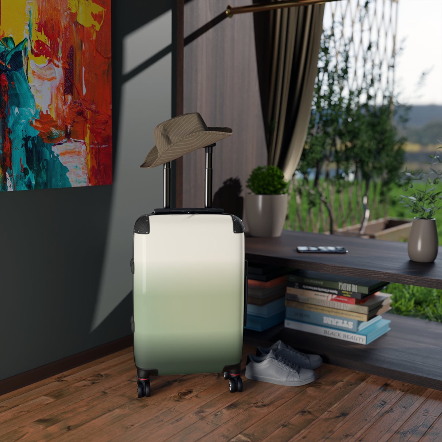 Gradient Green Carry-On Suitcase — Ombre Travel Luggage