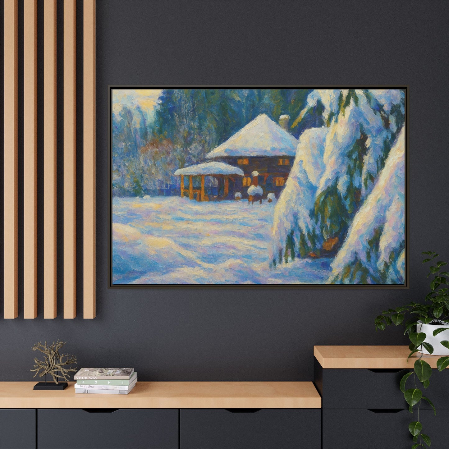Canvas Art, Winter Scene Home Decor, Seasonal Gift for Art Lovers, Holidays Wall Art, Framed Painting, Matte Print - TRV