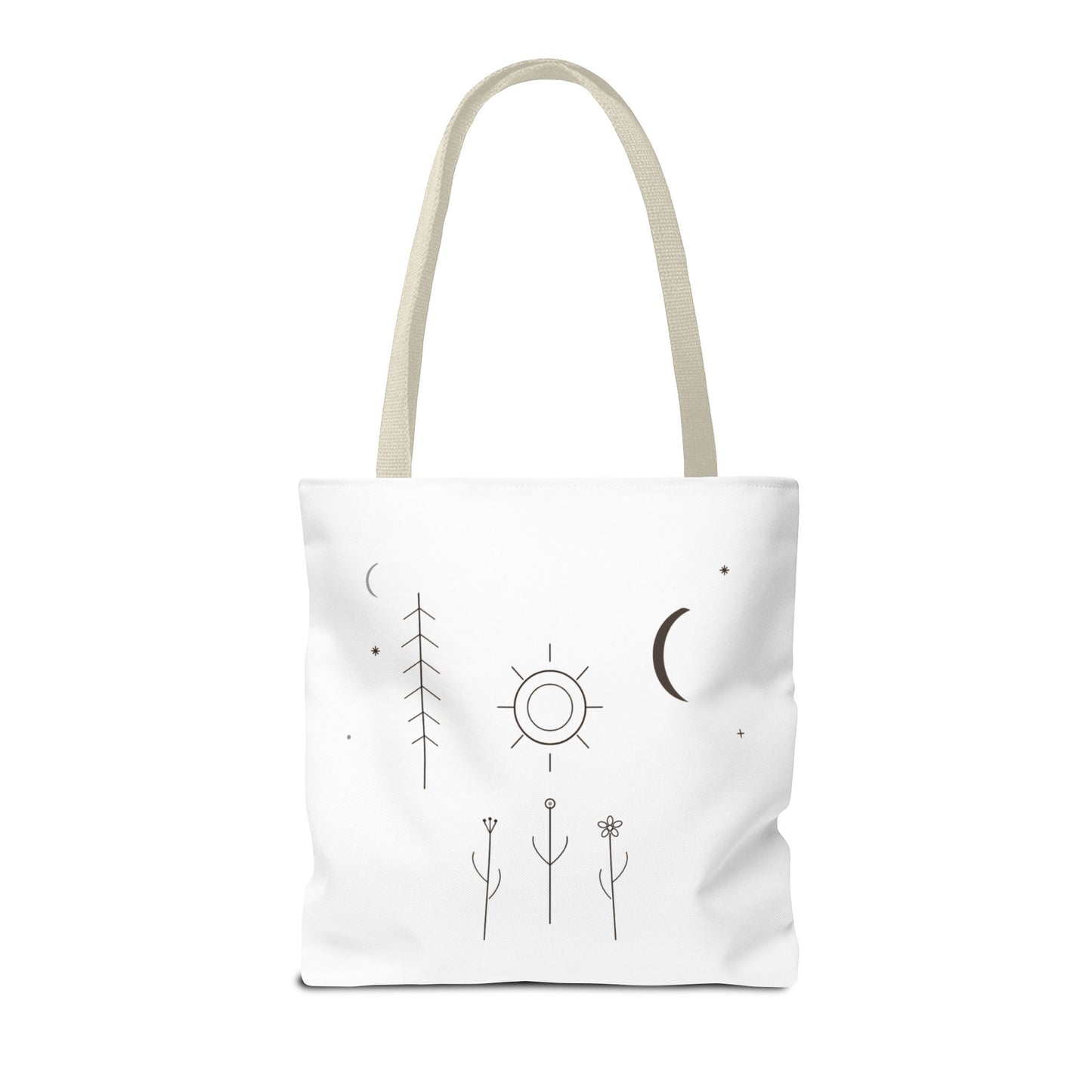 Minimal Moon and Sun Botanical Tote | Celestial Line Art Bag