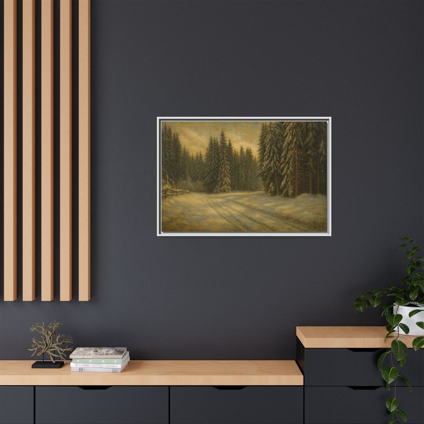 Framed Matte Canvas Wall Art - Serene Forest Landscape, Living Room Decor, Nature Print, Home Aesthetic, Gift for Nature Lovers, Wall [...] - TRV