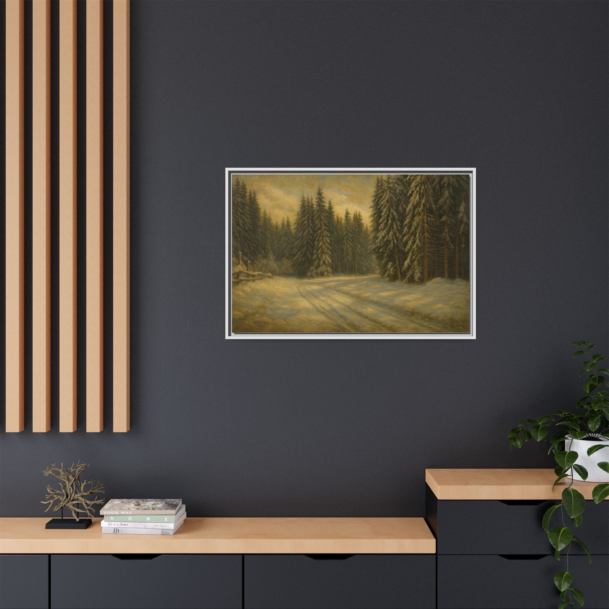 Framed Matte Canvas Wall Art - Serene Forest Landscape, Living Room Decor, Nature Print, Home Aesthetic, Gift for Nature Lovers, Wall [...] - TRV