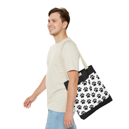 Paw Print Tote Bag, Dog Lover Gift, Shopping Tote, Eco-Friendly Bag, Pet Accessory, Animal Print Carryall - TRV
