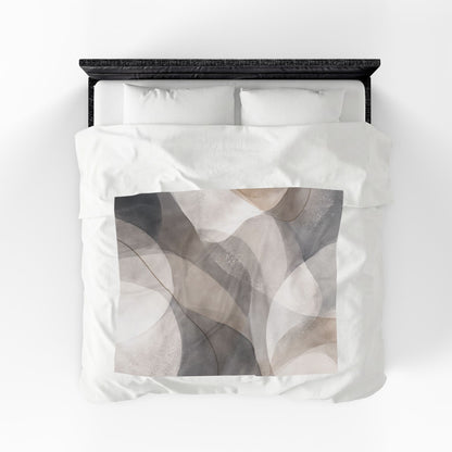 Neutral Abstract Watercolor Blanket | Modern Geometric Waves Throw