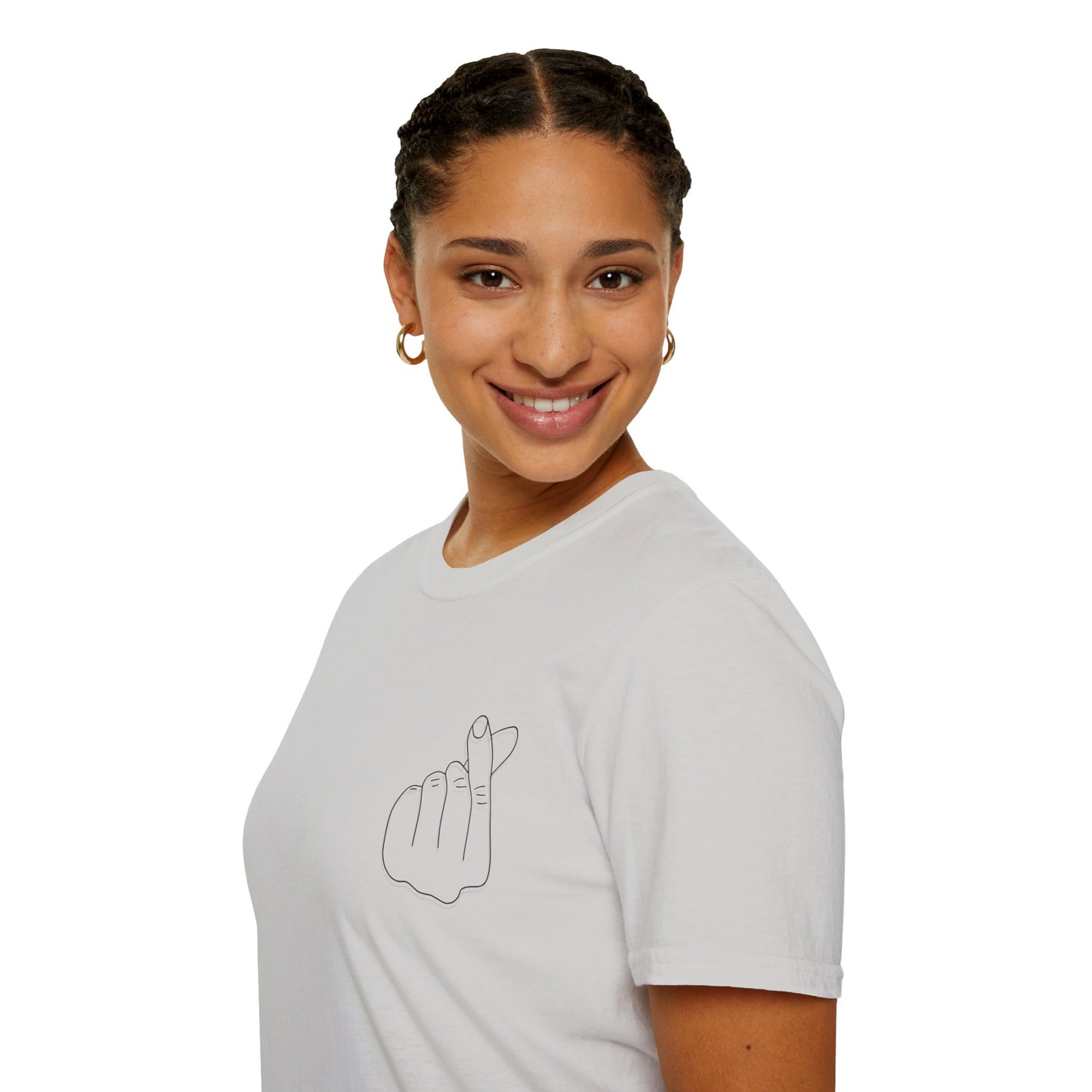 Trendy Unisex Softstyle T-Shirt with Love Hand Gesture Design